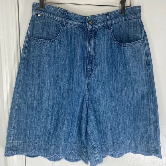 Boss NWT Classic Blue Jean Scalloped Shorts - Picture 1 of 5